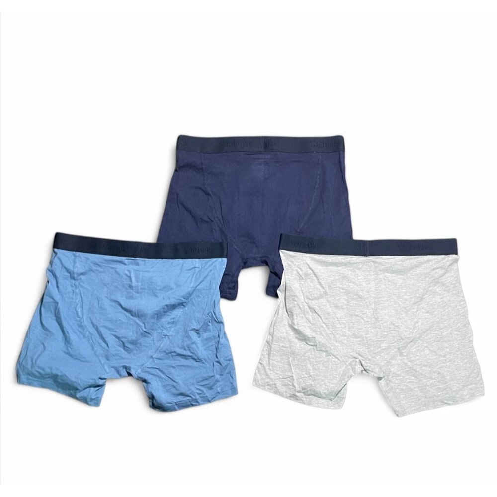Wrangler Five Star 3-Pack Cotton Stretch Boxer Briefs, Size M, Navy, Gray, Blue - Picture 5 of 5
